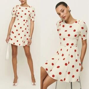 Reformation‎ | NWT Aiyana Polka Dot Puff Sleeve Mini Dress in Carmona Dot